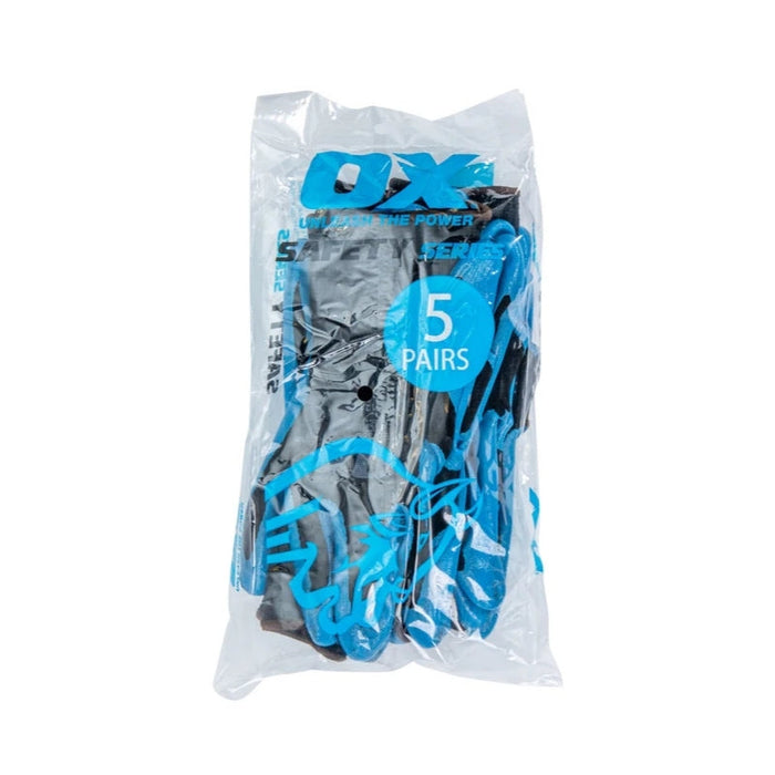 OX Polyester Lined Nitrile Glove 5PK - L