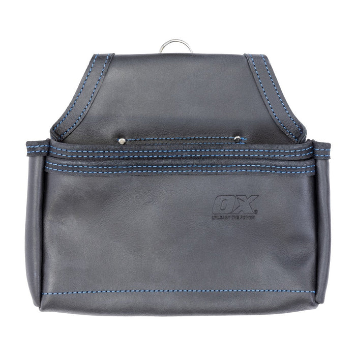 OX Trade Black Leather 2 Pocket Nail Bag