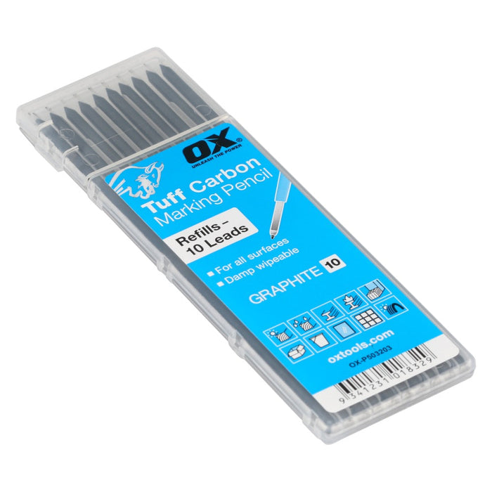 OX Tuff Carbon - GRAPHITE BLACK LEAD REFILL 10pk