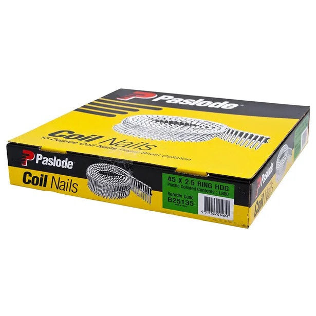 PASLODE COIL NAIL HD GAL 45x2.5 RING QTY1800