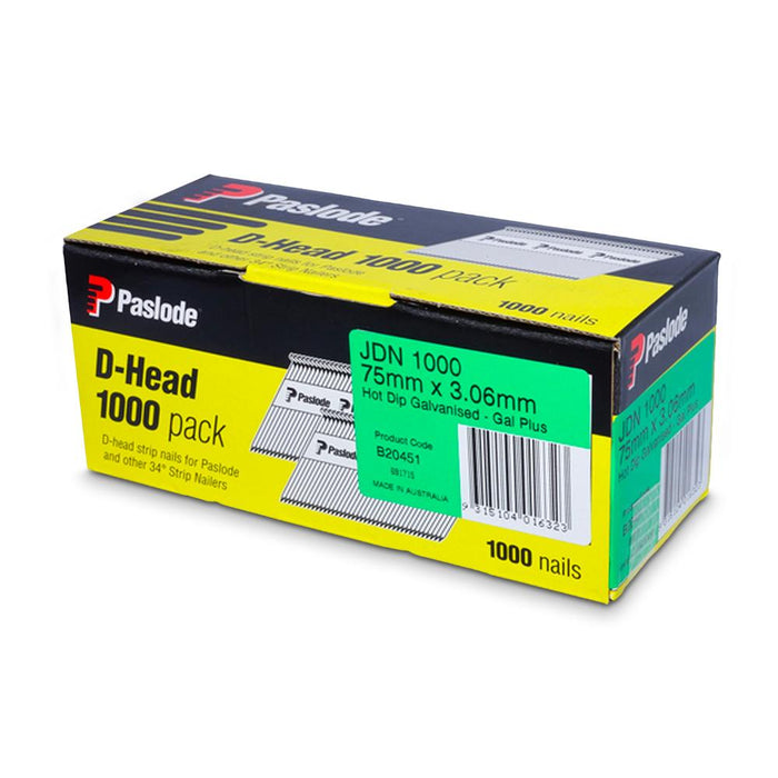 PASLODE JDN NAIL HD GAL 75X3.06 QTY1000