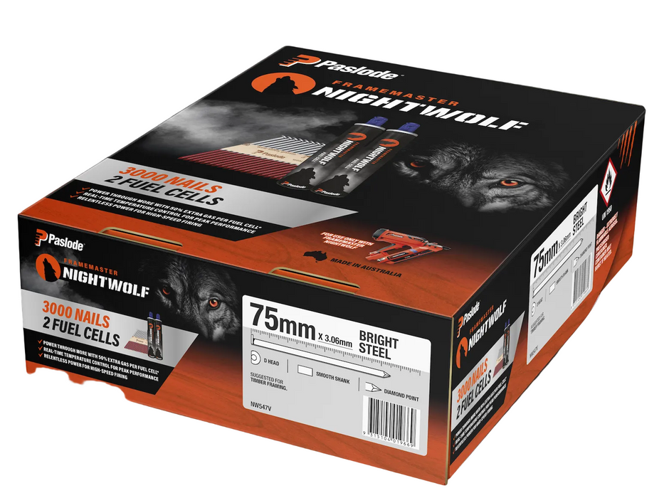 PASLODE NIGHTWOLF VP BRIGHT 75X3.06 QTY3000